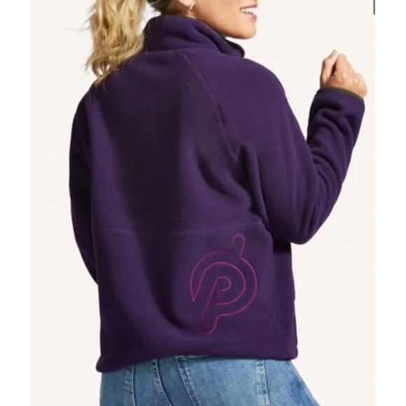 Peloton Chalet Lightweight Sherpa 1/2 Zip Pullover Purple Sweatshirt size Small - Picture 4 of 11